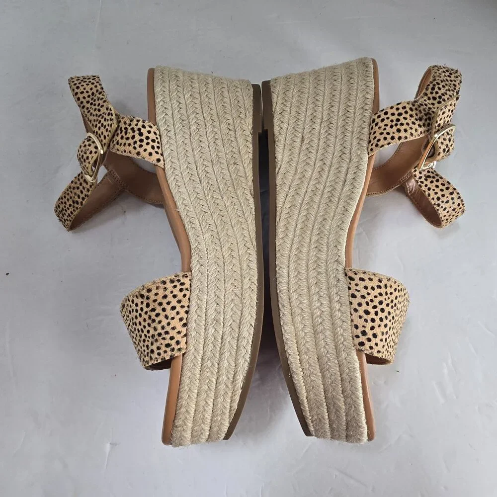 J.Crew Leopard Print Calf Hair Wedge Espadrille Sandals 8.5